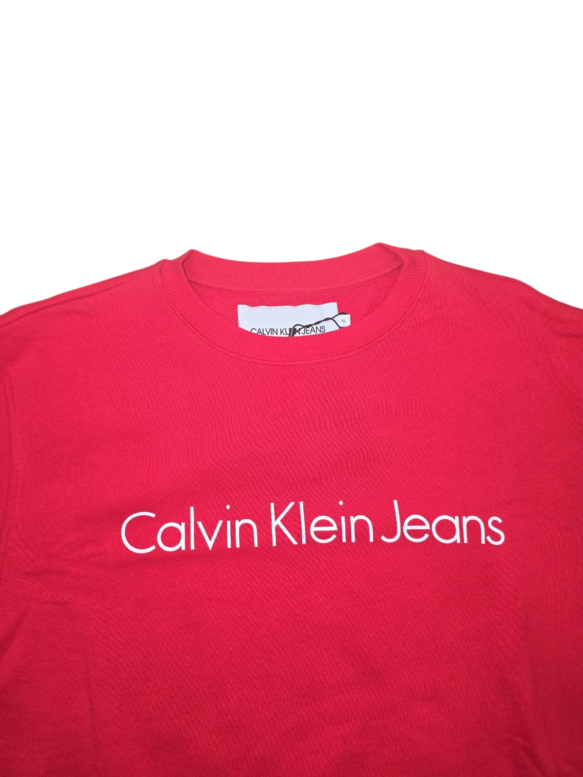 Felpa Calvin Klein in cotone girocollo rossa