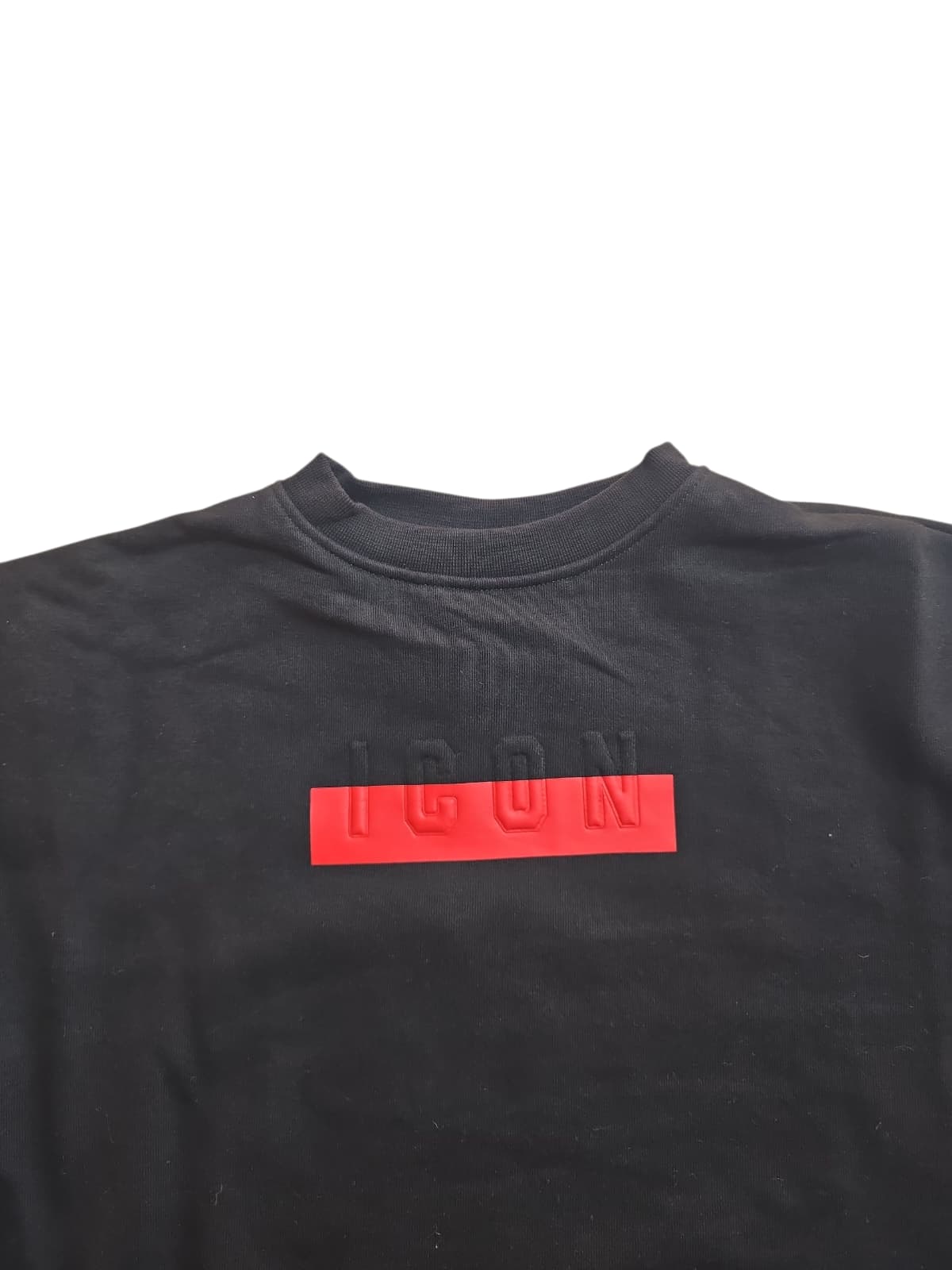 Felpa ICON Girocollo logo applicato nero rosso