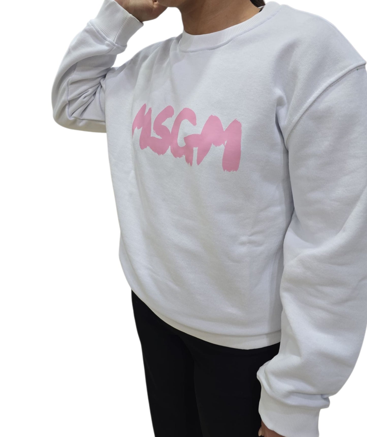 Felpa MSGM SWEATSHIRT Bianca logo rosa