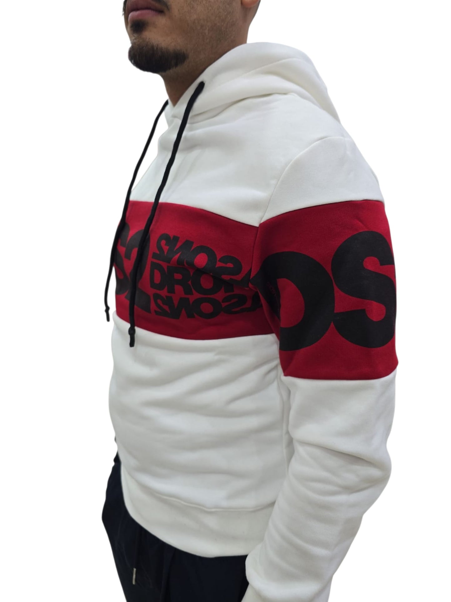 Felpa DROP SEASON2 Bianca rossa nera