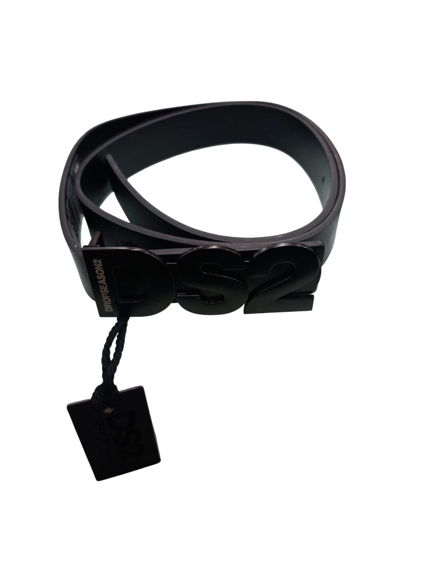 Cintura uomo nera DS2 con fibbia nera CL1