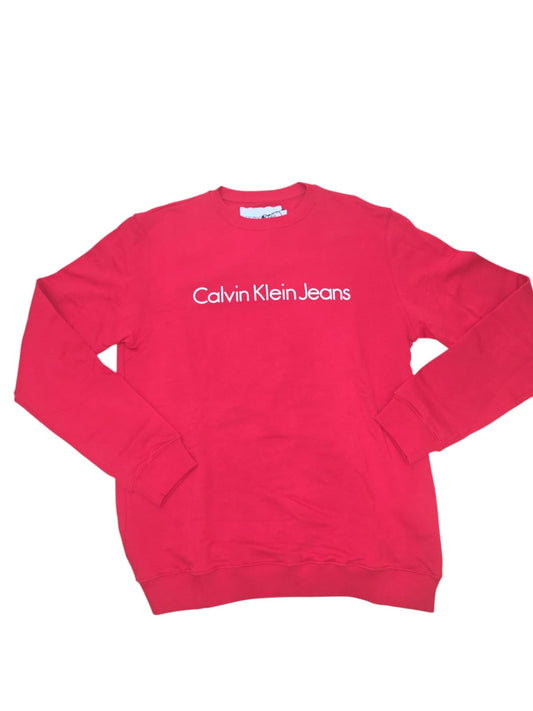 Felpa Calvin Klein in cotone girocollo rossa