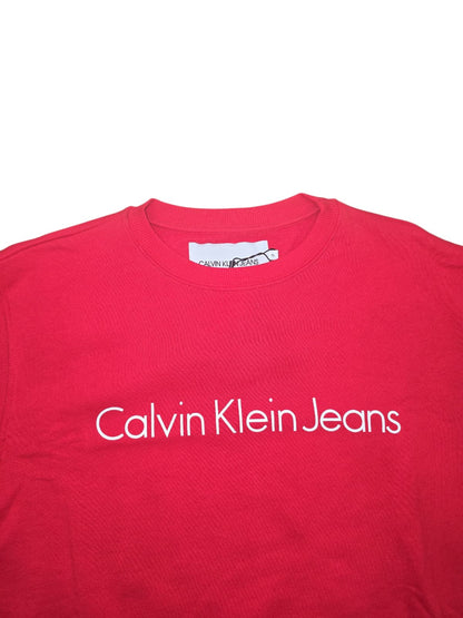 Felpa Calvin Klein in cotone girocollo rossa