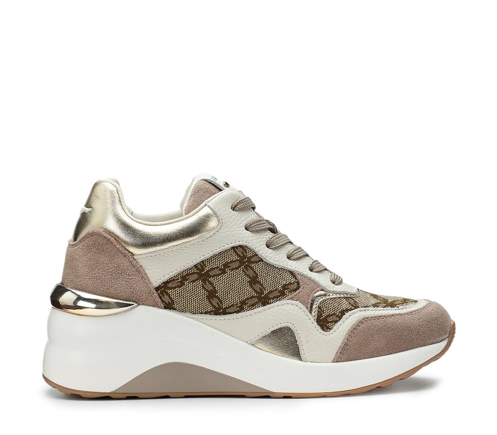 Sneakers Guardiani Beige-Grain in pelle e tessuto