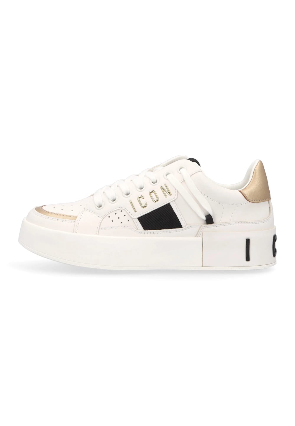 Sneakers ICON in ecopelle bianco e oro
