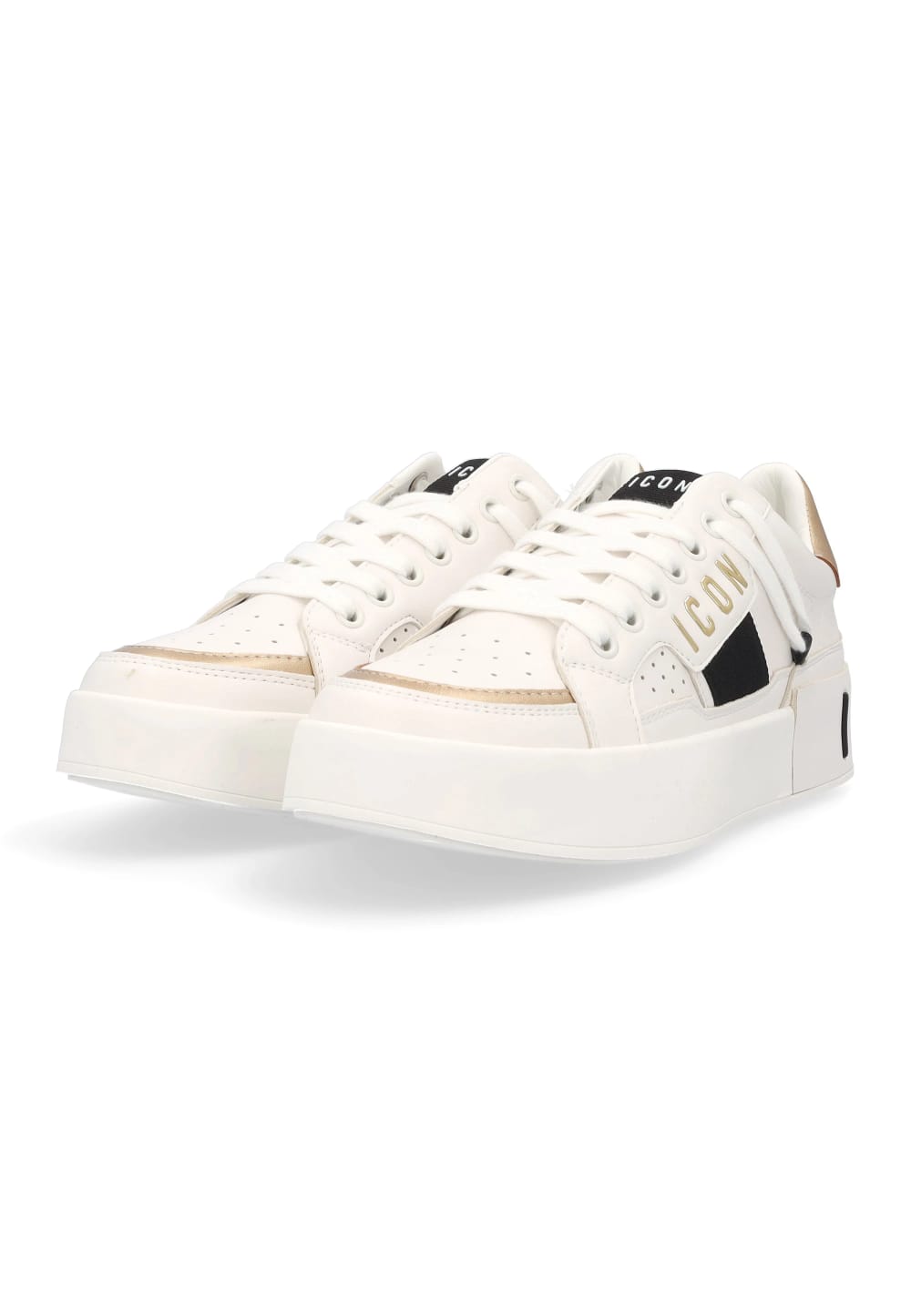 Sneakers ICON in ecopelle bianco e oro