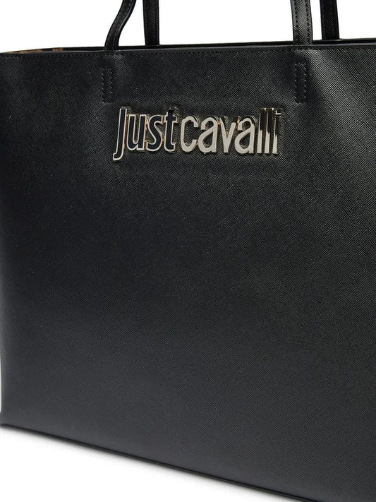 Borsa Just Cavalli Baghi nera con logo in acciaio
