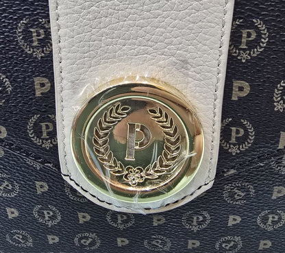 Borsa POLLINI Heritage tracolla nera e avorio