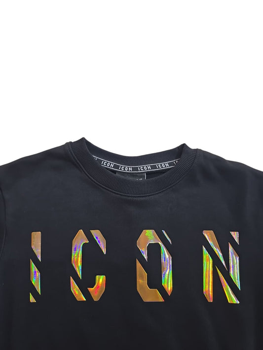 Felpa ICON in cotone garzato Applicazione Oro