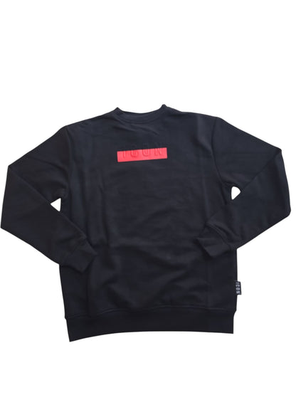 Felpa ICON Girocollo logo applicato nero rosso