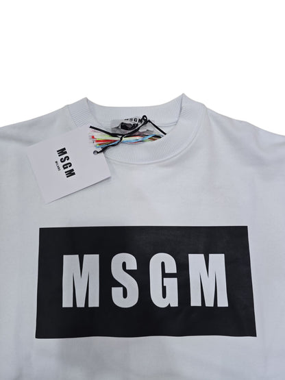 Felpa MSGM in cotone Bianca in ricquadro nero