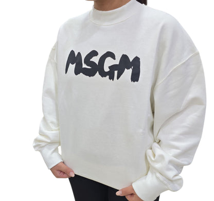 Felpa MSGM SWEATSHIRT Bianca logo nero