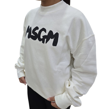 Felpa MSGM SWEATSHIRT Bianca logo nero
