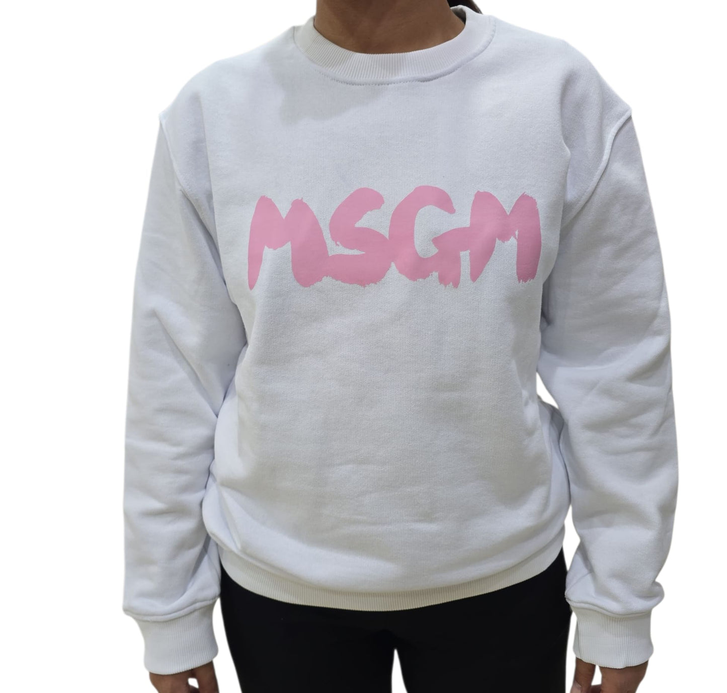 Felpa MSGM SWEATSHIRT Bianca logo rosa
