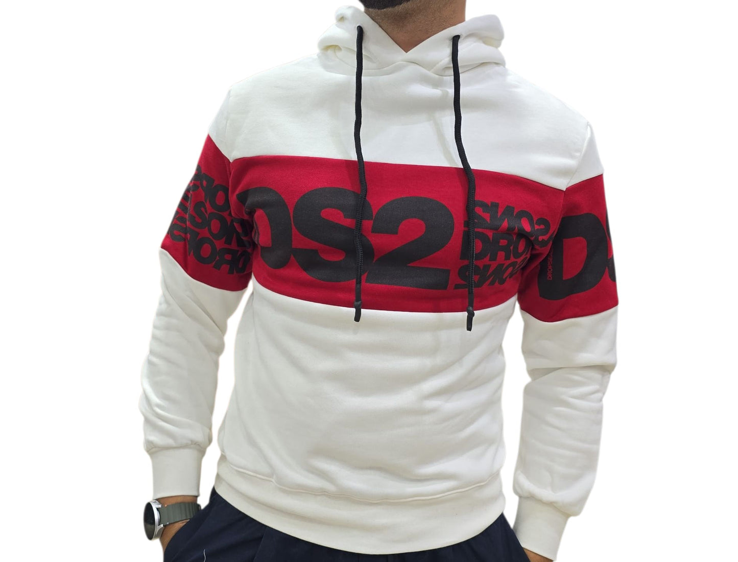 Felpa DROP SEASON2  Bianca rossa nera