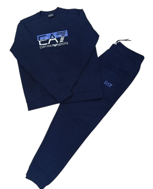 Tuta Emporio Armani Blu girocollo logo EA7