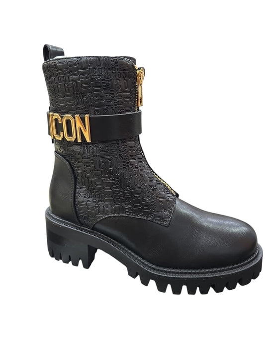 Stivale basso con logo ricamato e cerniera