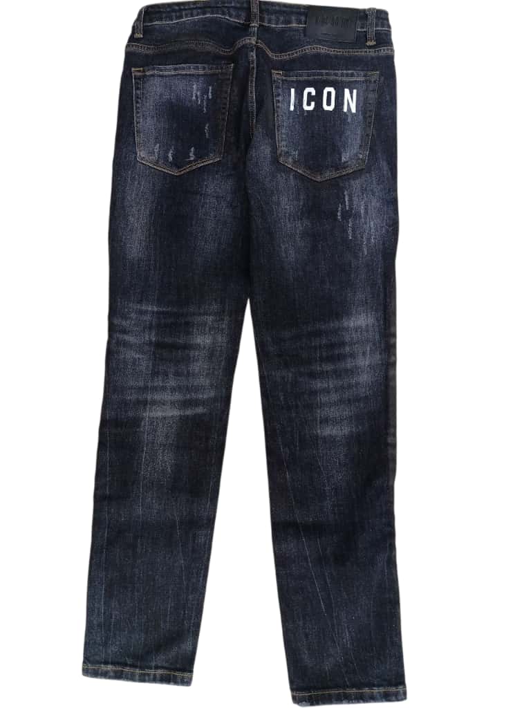 Jeans ICON pittura e logo piccolo