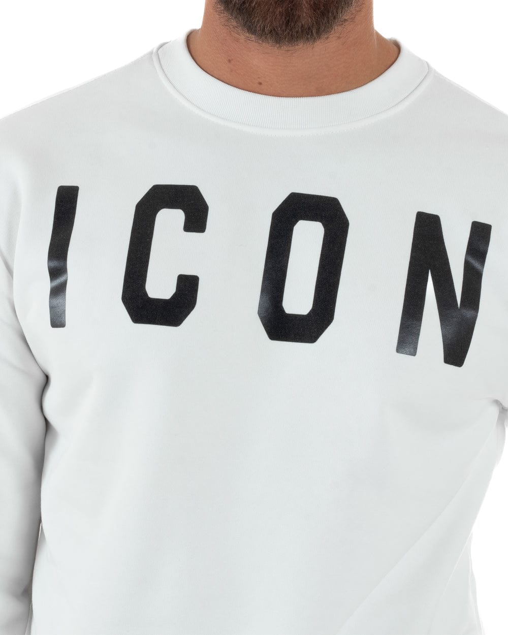 Felpa ICON GIROCOLLO MAXI LOGO BIANCA