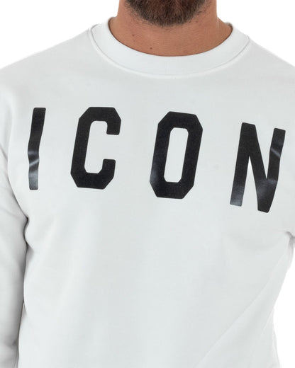 Felpa ICON GIROCOLLO MAXI LOGO BIANCA