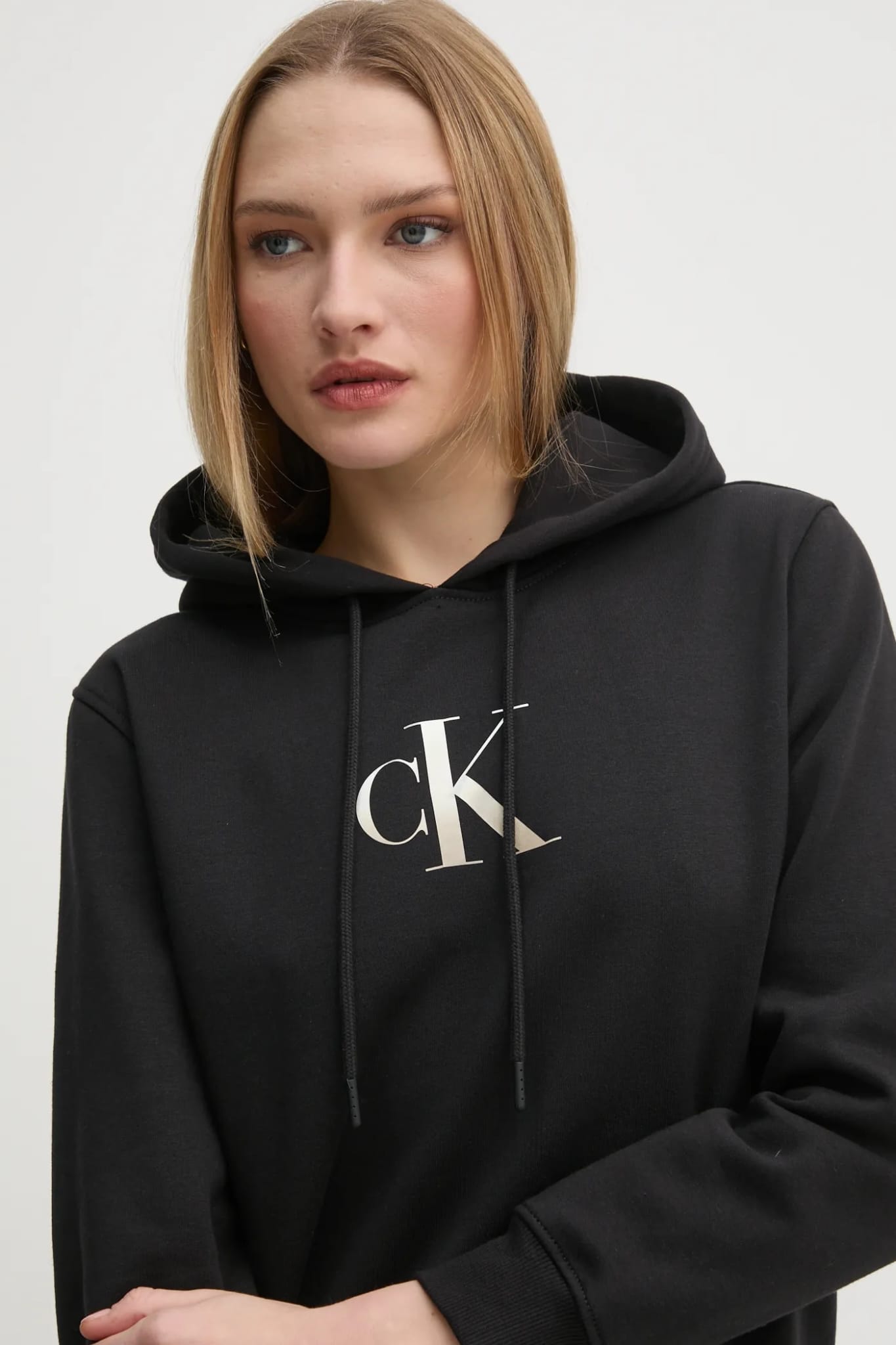 Felpa Calvin Klein in cotone garzato logo centrale