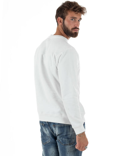 Felpa ICON GIROCOLLO MAXI LOGO BIANCA