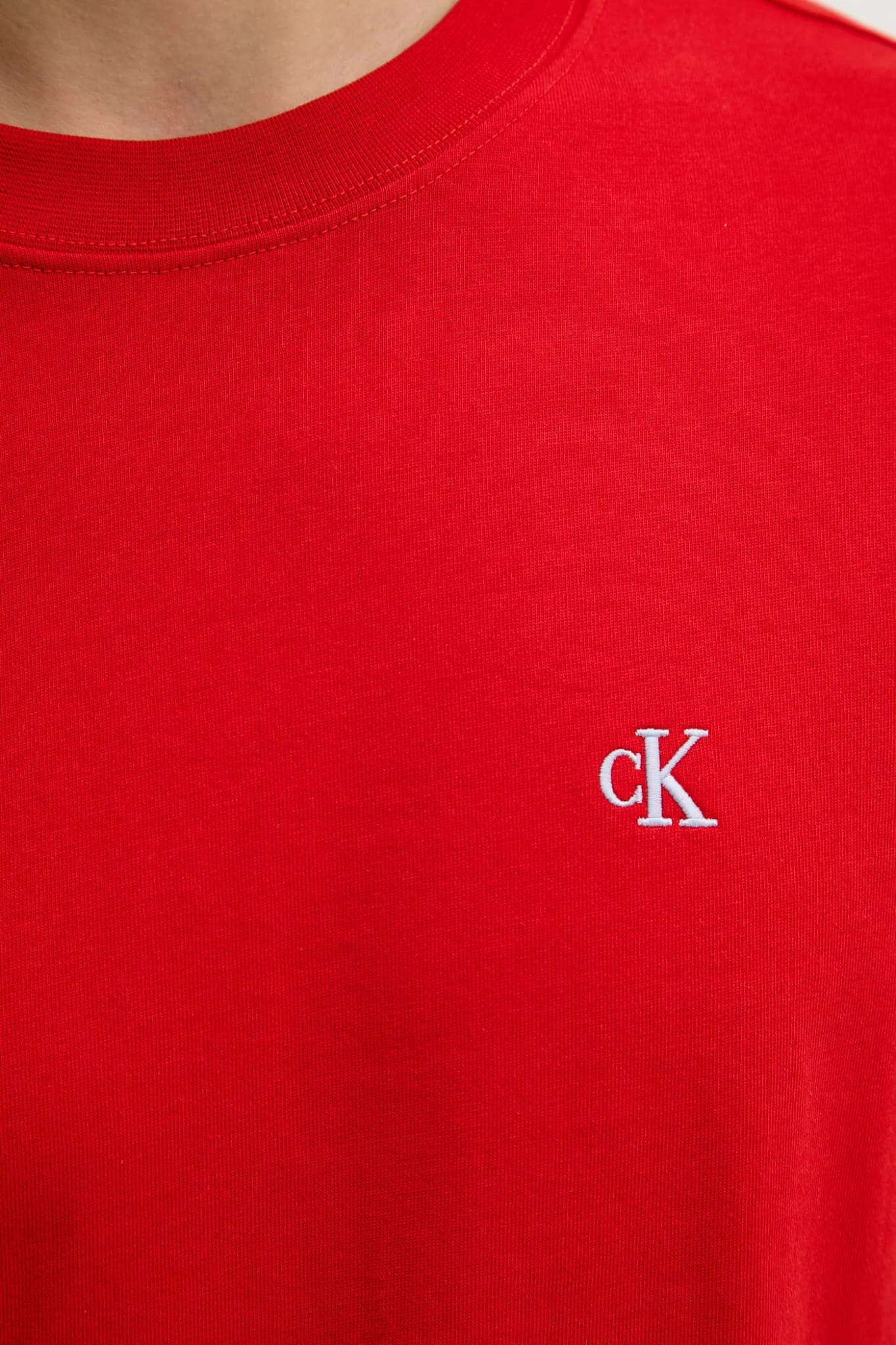 T-shirt CALVIN KLEIN Rossa con logo Bianco