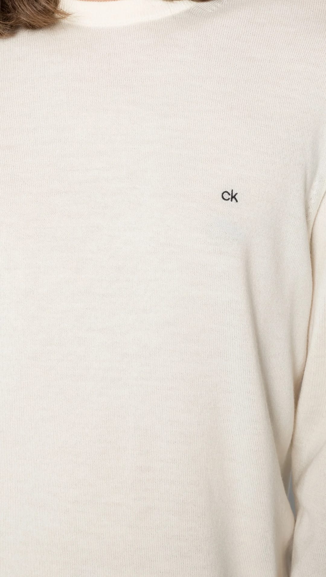 Maglioncino Calvin Klein Panna con logo ricamato