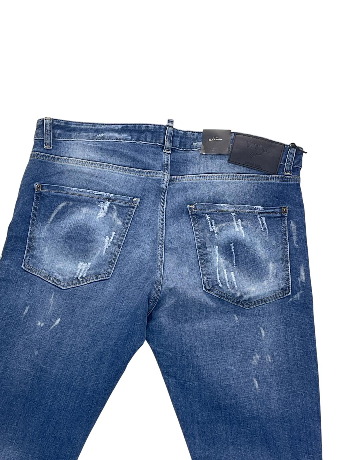 Jeans V.T.L  Uomo Strappato Blu Chiaro