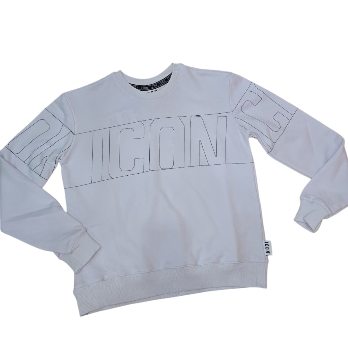 Felpa ICON Girocollo  c/logo outline cotone garzat