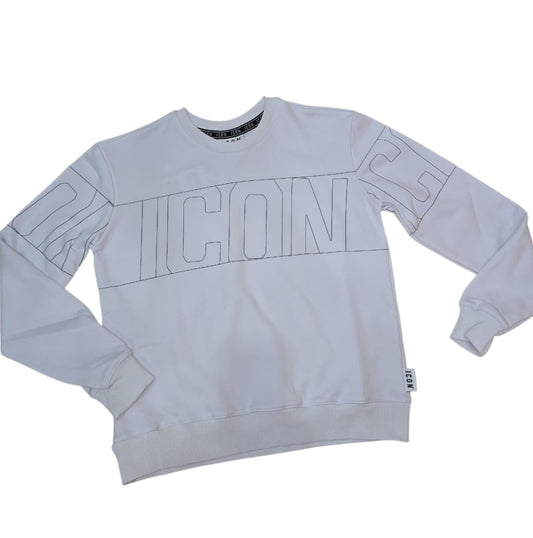 Felpa ICON Girocollo  c/logo outline cotone garzat