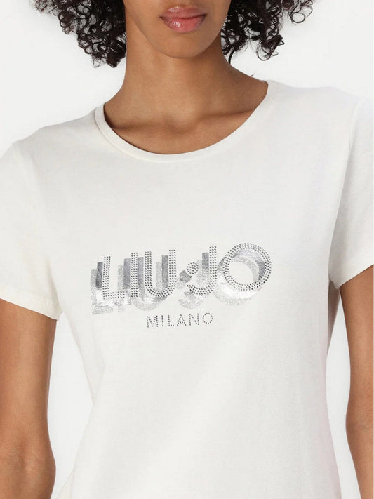 t-Shirt LIU JO logo glitter e strass 214