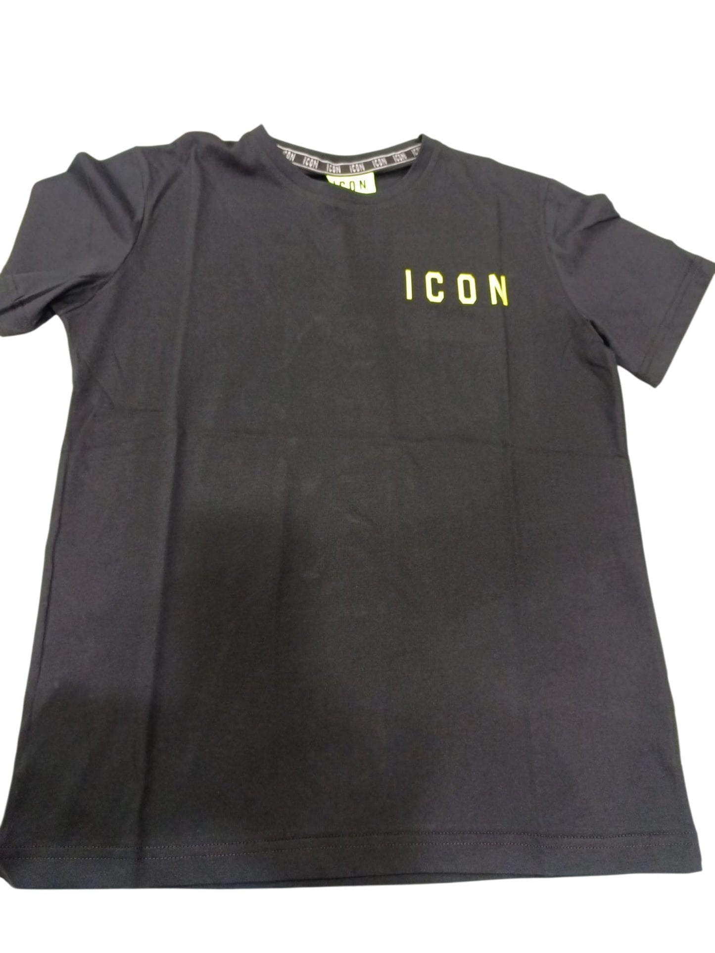T-SHIRT ICON logo in stampa giallo fluo