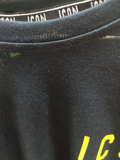 T-SHIRT ICON logo in stampa giallo fluo