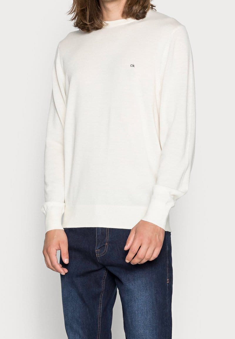 Maglioncino Calvin Klein Panna con logo ricamato